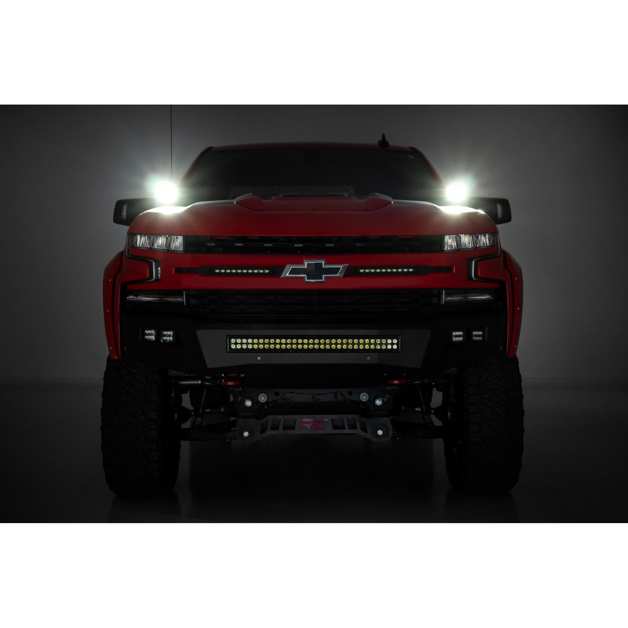 Rough Country Dual 2" Spot LED Ditch Light Kit Lower for Chevy Silverado 1500 (2019-2025) - 2X LED Light Pods, Spot Beam