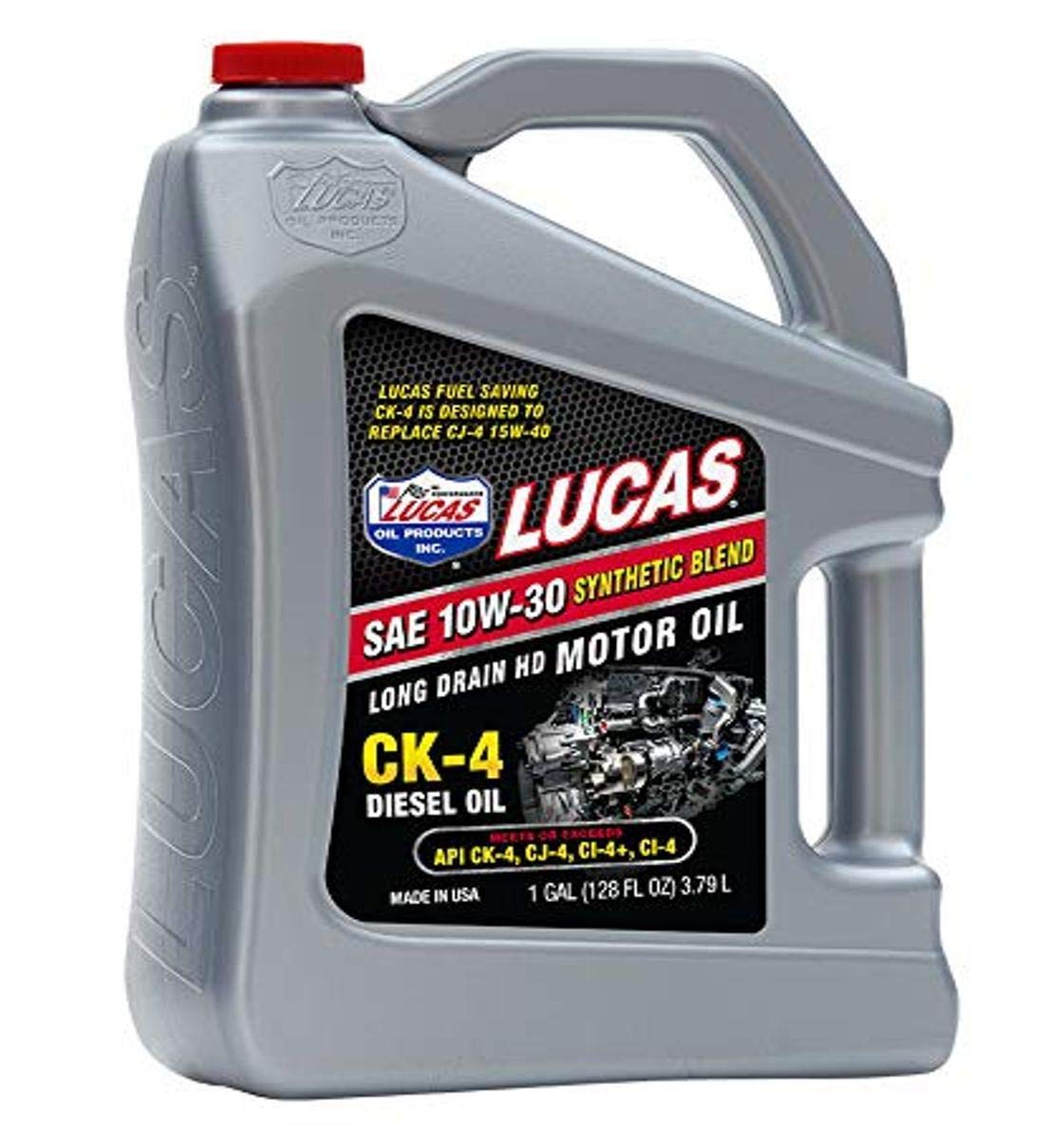Synthetic Blend Lucas Oil 10282 SAE 10W-30 CK-4 Heavy Duty Motor Oil - 1 Gallon