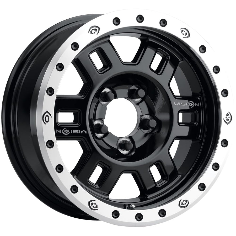 Manx Vision 398 Gloss Black Machined Lip 16X7 Wheel Rim (0 offset, 6-5.5)