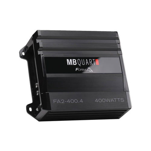MB Quart 400 Watt Formula 1 Ohm Stable 4 Channel Full Range Class Q1 Car Audio Mobile Amplifier with Bass Remote, FA2-400.4, Black