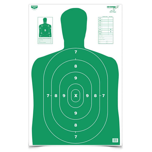 Eze-Scorer Birchwood Casey 23" x 35" High-Contrast Silhouette Shoot-Up Brilliant White Paper Targets for Indoor and Outdoor Use, Color Options, Green - 5 Targets