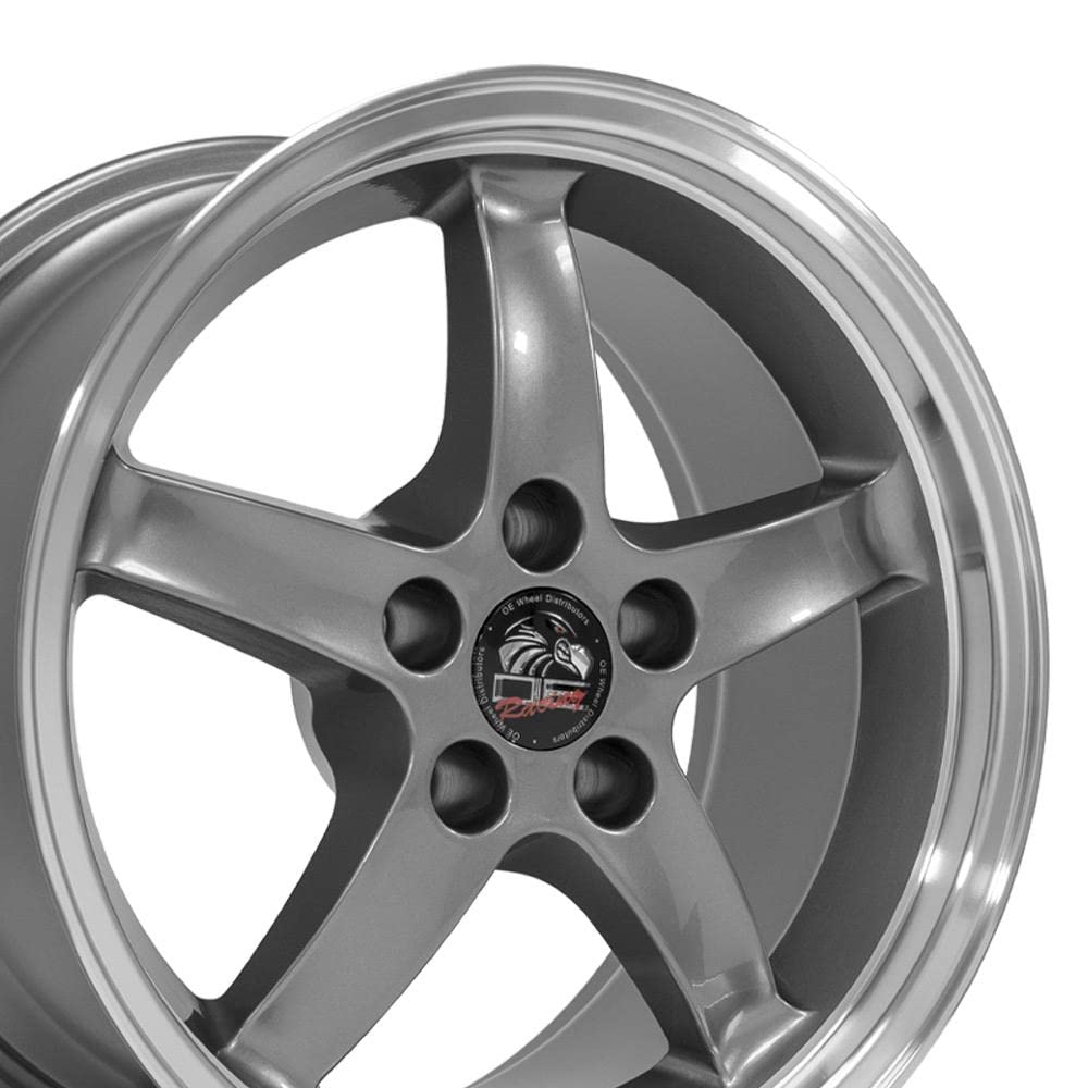 17 Inch OE Wheels FR04B Rim Fits Mustang Cobra R Style 5x114.3 17x9 Gloss Gunmetal Machined Lip (1)