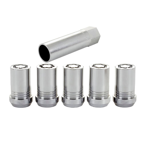 Chrome Tuner Style McGard 25515 Cone Seat Wheel Lock Set (M14 x 1.5 Thread Size) - Set of 5 Locks and 1 Key