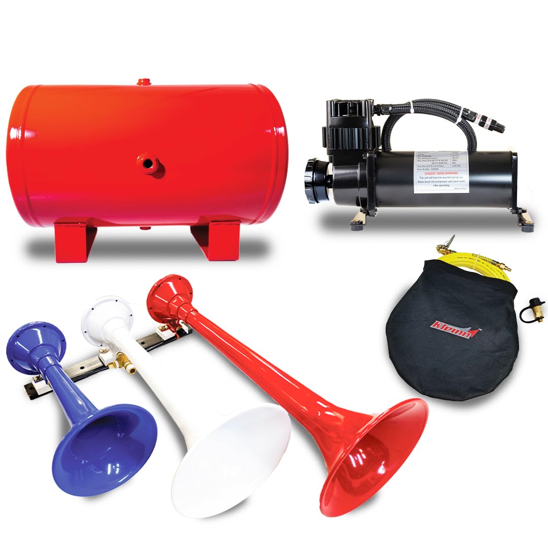 Kleinn Air Horns Complete HK9 Triple Train Horn System - Black