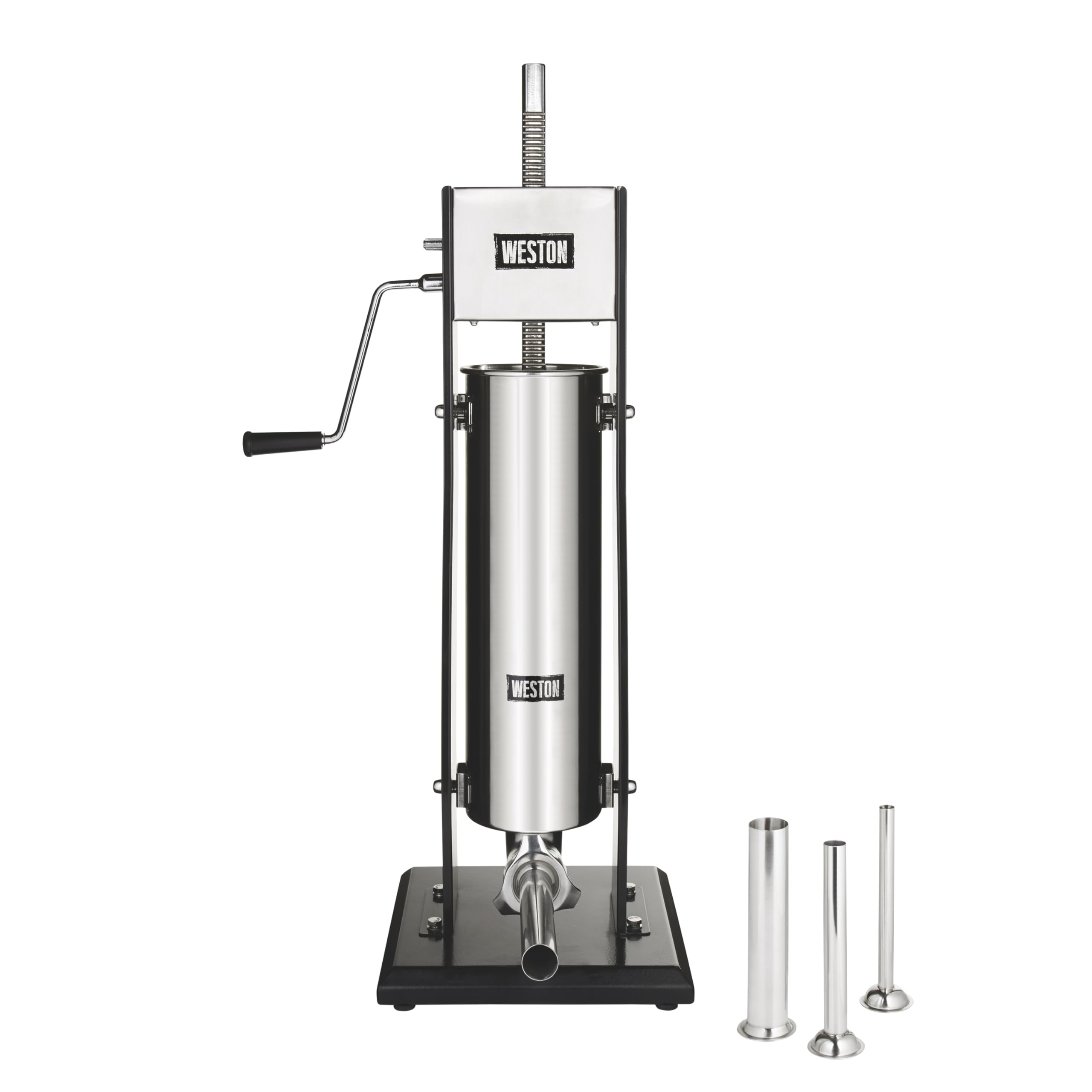 Stainless Steel Weston Vertical Sausage Stuffer, Includes Funnels, 15 lbs Capacity, Silver (86-1501-W)