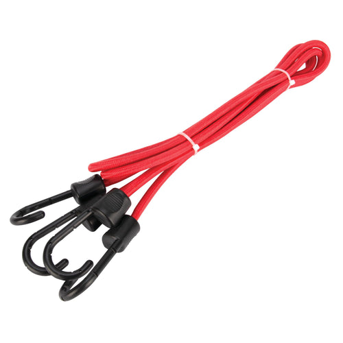 24-Inch Performance Tool W1830 Rubber Coated Steel Hook Bungee Cords with Extra Wide Hook Openings, UV Resistant Poly Coating, Red/Black, 2-Pack