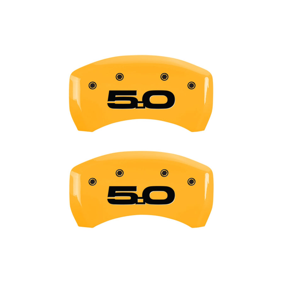 Caliper Covers MGP 10201SM52YL, Set of 4 (Yellow Engraved Front: 2015/Mustang - Engraved Rear: 2015/50 Powder Coat Finish Black Characters)