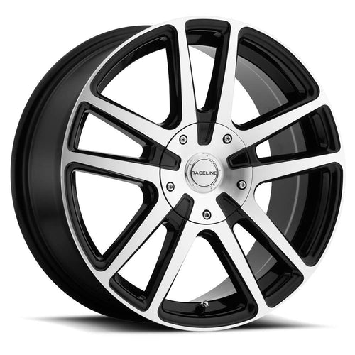 Encore Raceline Wheels Black W/Machined Finish 17X7.5"5X112/5X120 Bolt Pattern +40mm Offset/(5.82"B/S) 10 Spoke Aluminum Passenger Car Wheels, Full Size Replacement Black Car Rims