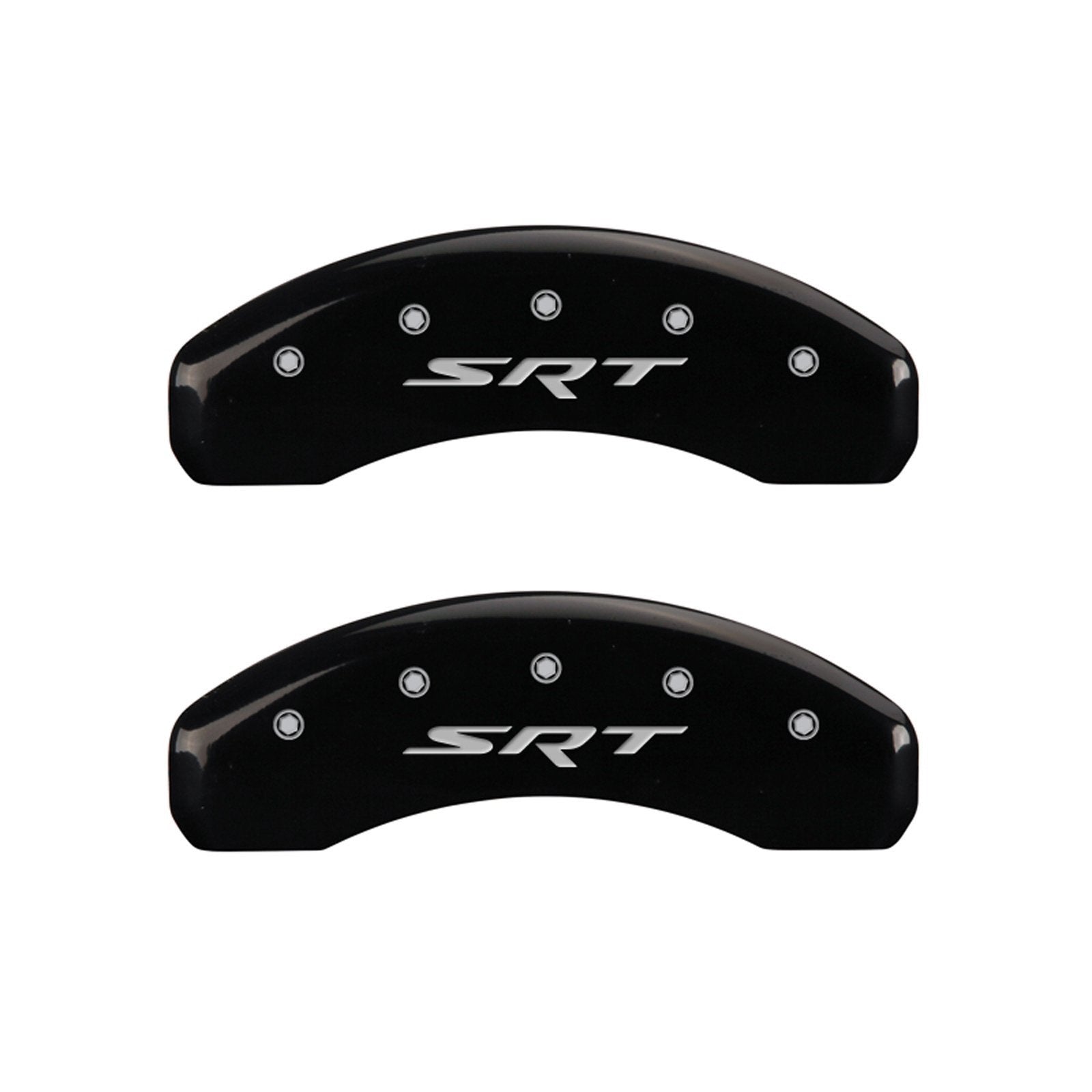 MGP 42002SSRTBK Caliper Covers 'SRT' Engraved Caliper Cover with Black Powder Coat Finish and Silver Characters, (Set of 4)