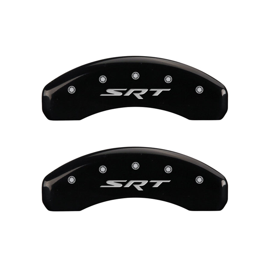 MGP 32006SSRTBK Caliper Covers SRT Engraved with Black Powder Coat Finish and Silver Characters, (Set of 4)