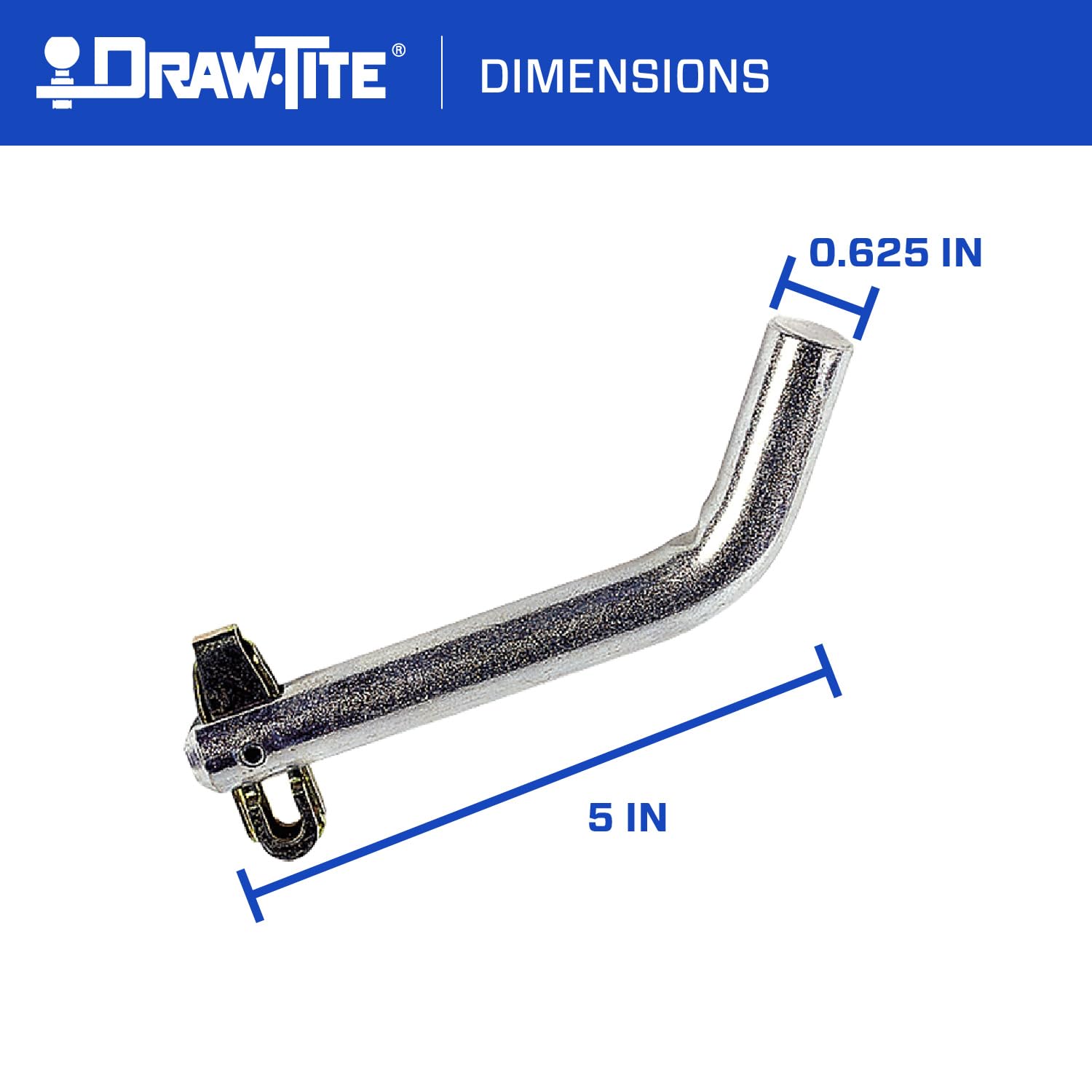 Trailer Hitch Pin Draw-Tite w/Swivel Latch, Fits 2 Inch Square Receiver, 5/8 Inch Pin Diameter