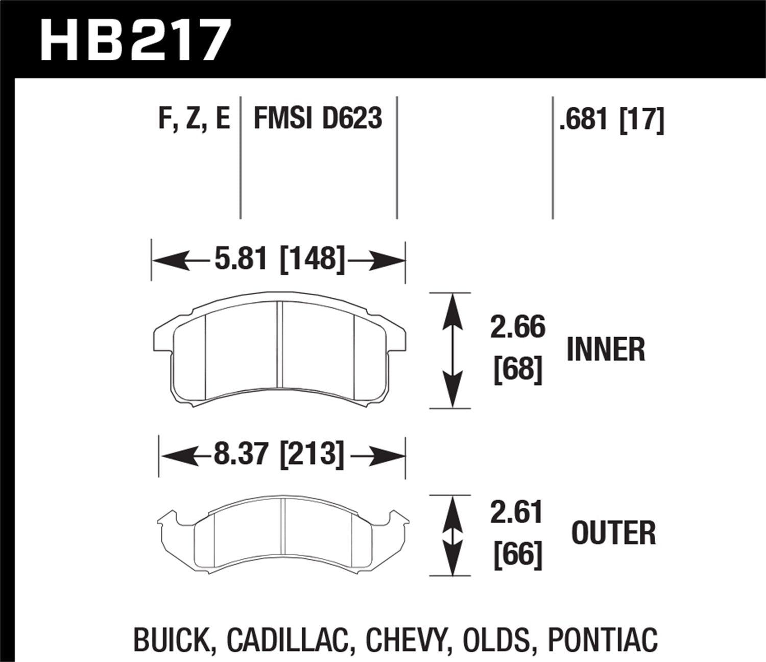 Hawk Performance Blue HB217E.681 9012 Motorsport Brake Pads
