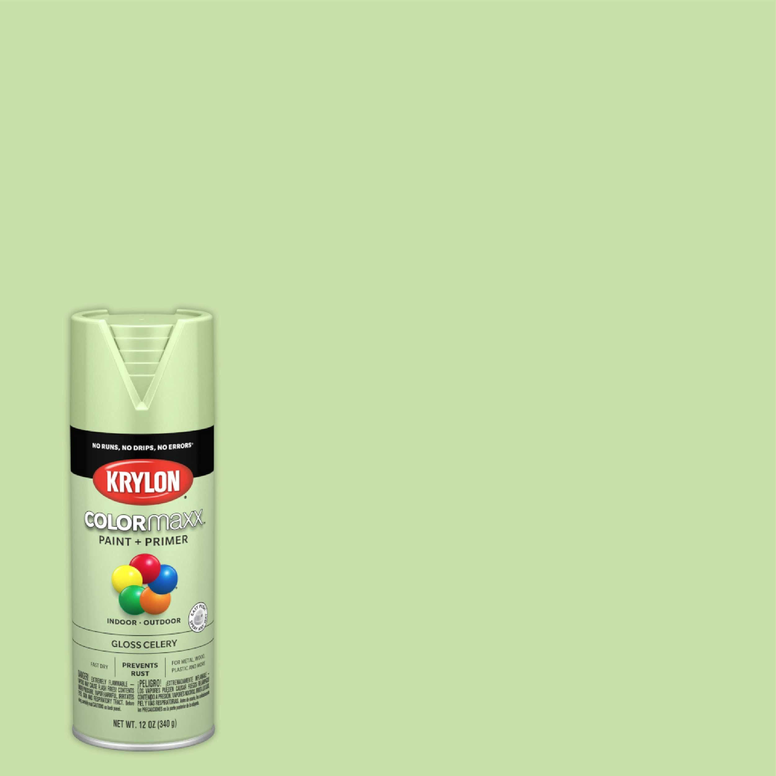 Krylon K05510007 Spray Paint and Primer COLORmaxx for Indoor/Outdoor Use, Gloss Celery Green