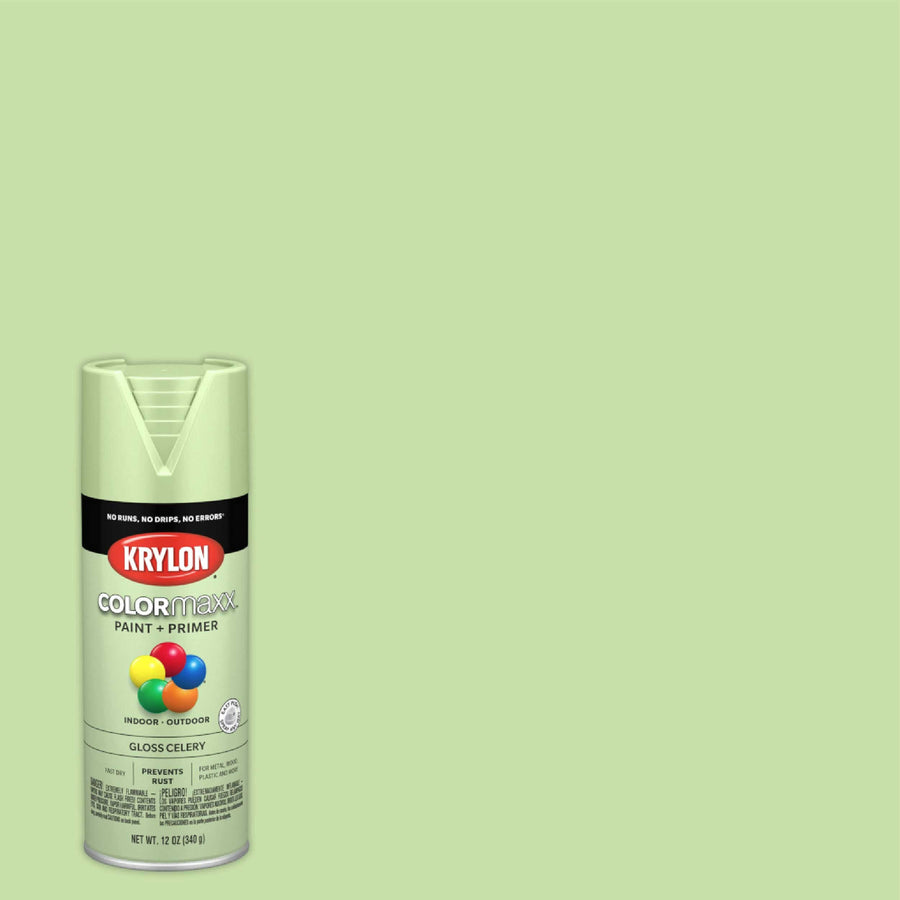 Krylon K05510007 Spray Paint and Primer COLORmaxx for Indoor/Outdoor Use, Gloss Celery Green