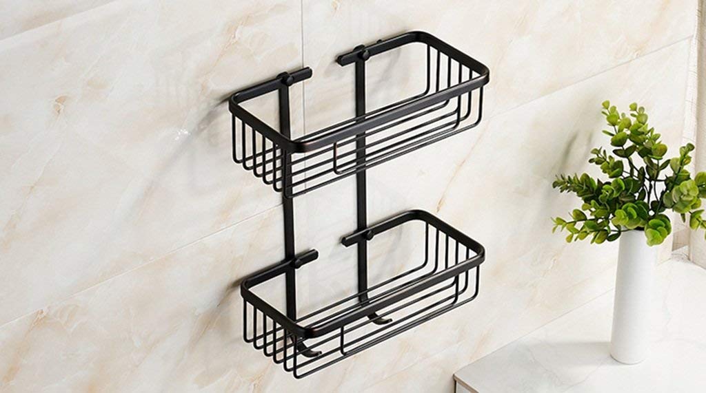 Basket Rack Four Corners Black Bathroom Accessories Bathroom Hardware Pendant Black Bronze Retro Shelves Bathroom Shelf