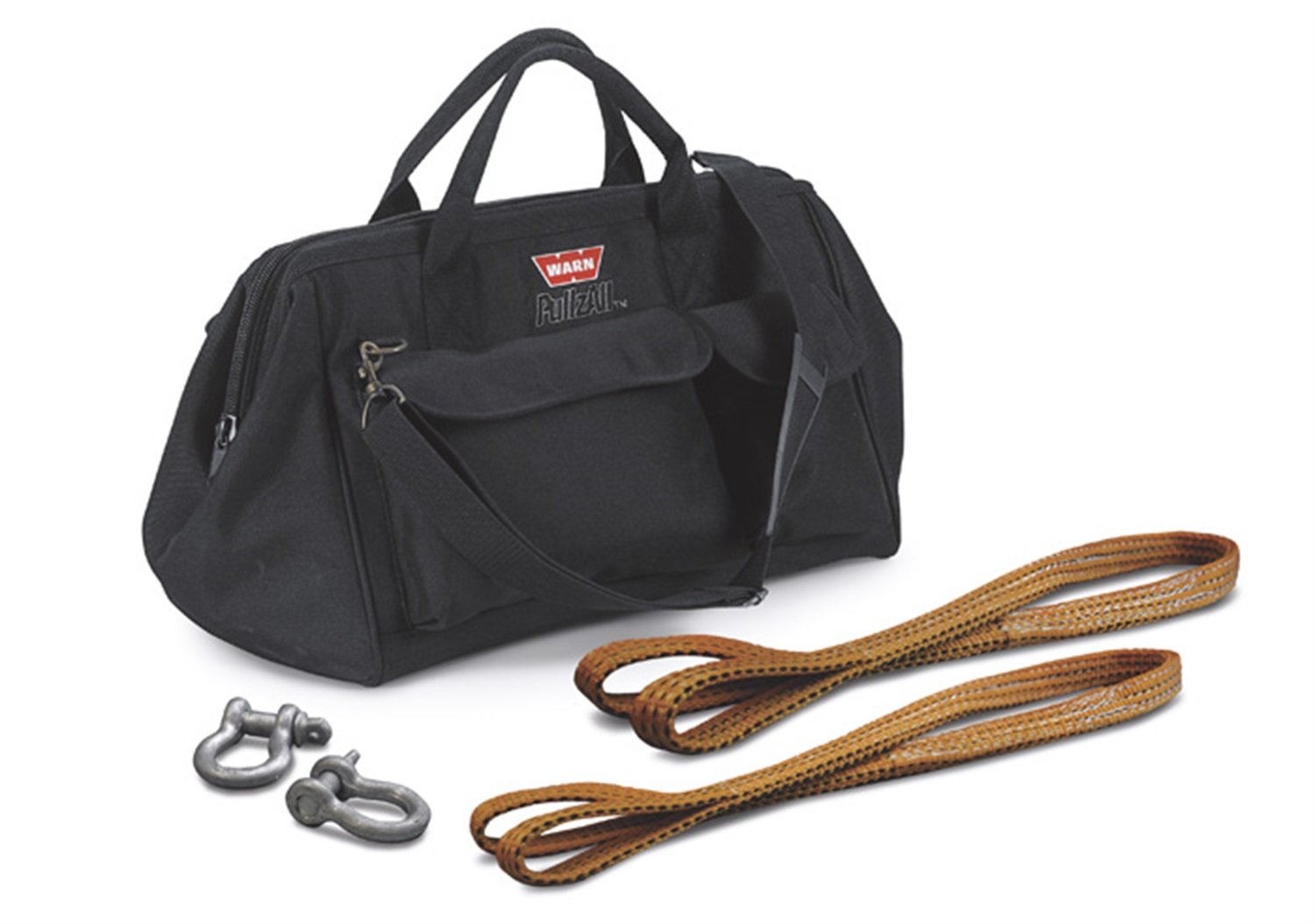 PullzAll WARN 685014 Portable Electric Winch Accessory: Rigging Kit with 2 Load Straps, 2 D-Shackles, and Gear Carrying Bag , Black