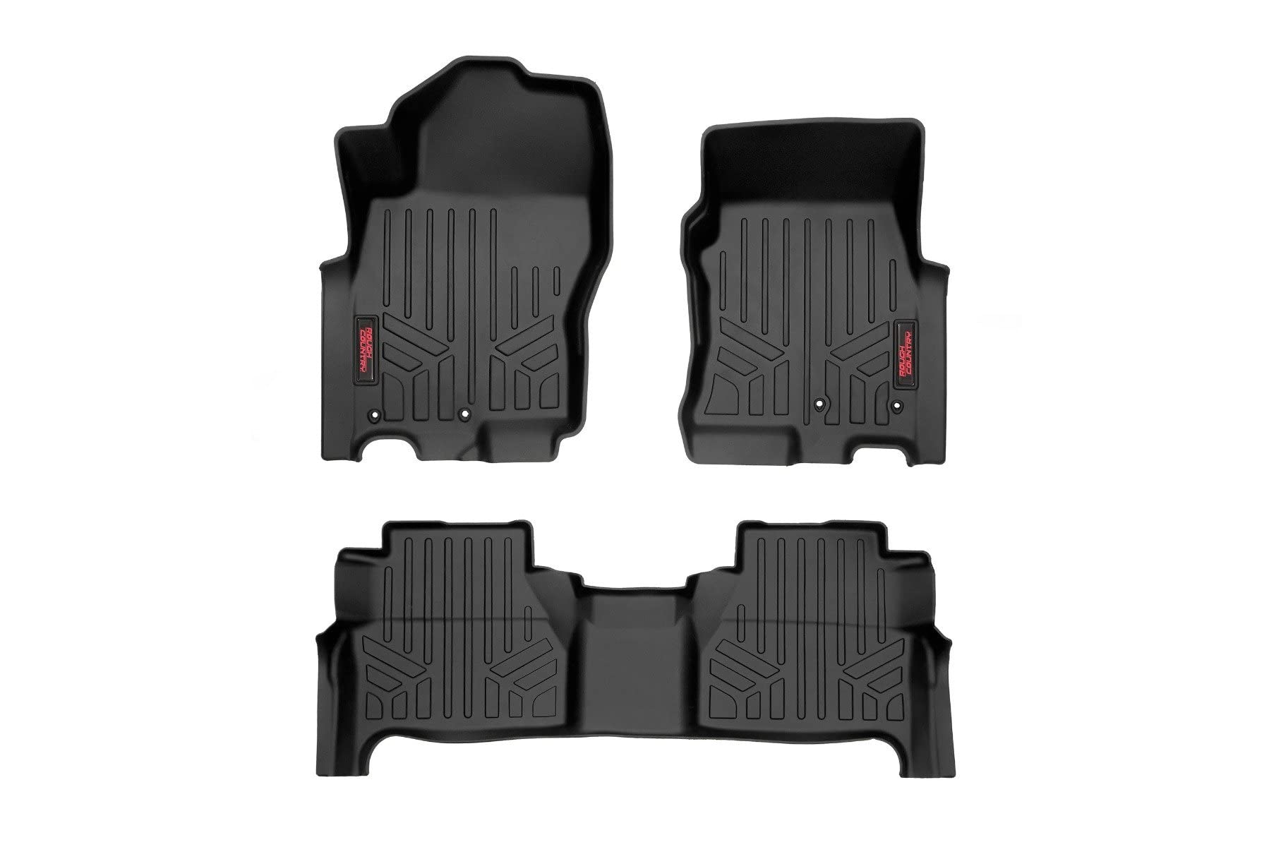 Rough Country Floor Mats All Weather for Nissan Frontier Crew Cab (2022-2025) - Non-Slip Waterproof Flexible Floor Mat, Front & Rear Set