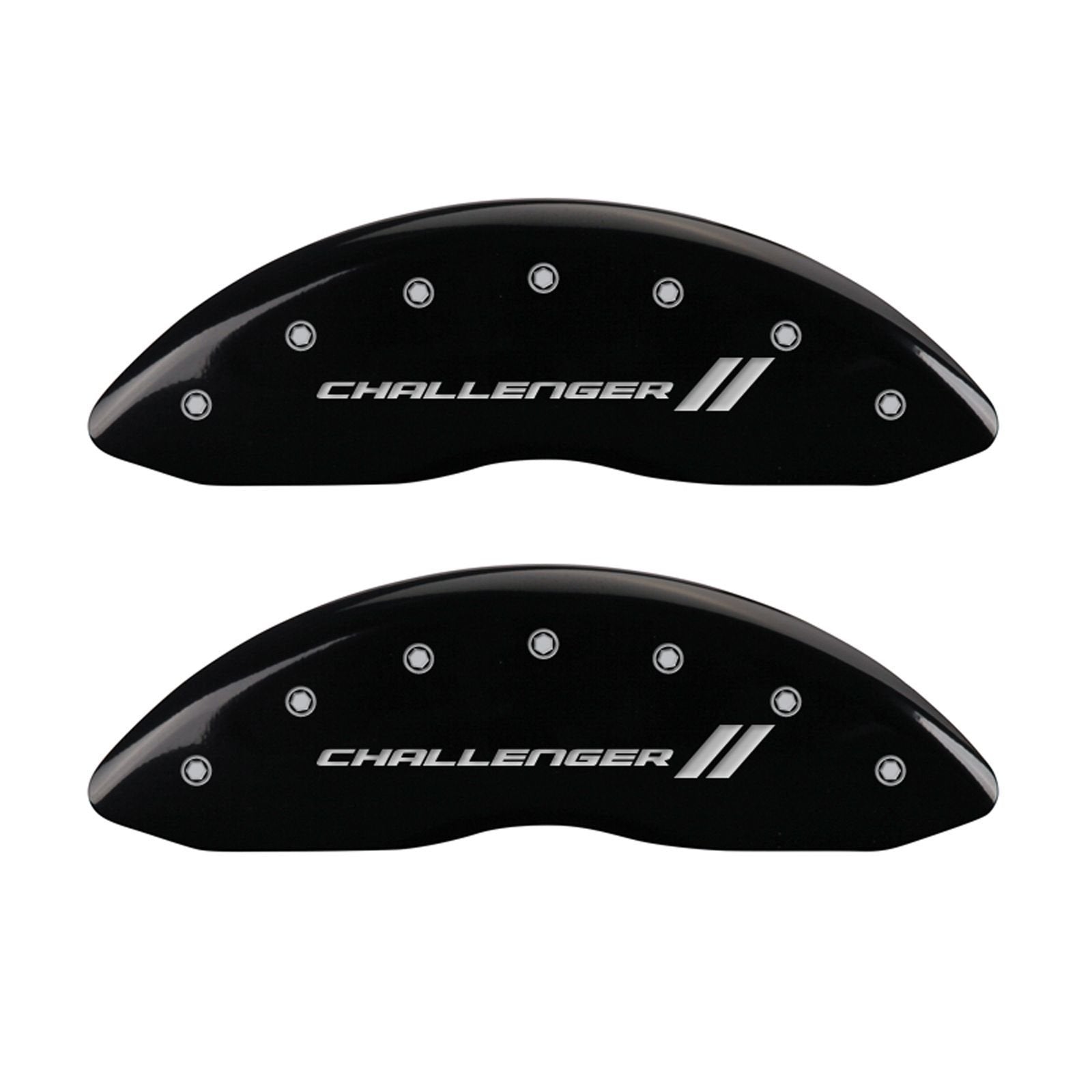 Caliper Covers MGP Compatible with 2011-2023 Dodge Charger and Challenger (Requires 18"+ Wheels & Single Piston Front Caliper) 4 PCS Front and Rear (Black - Challenger II Engraving)