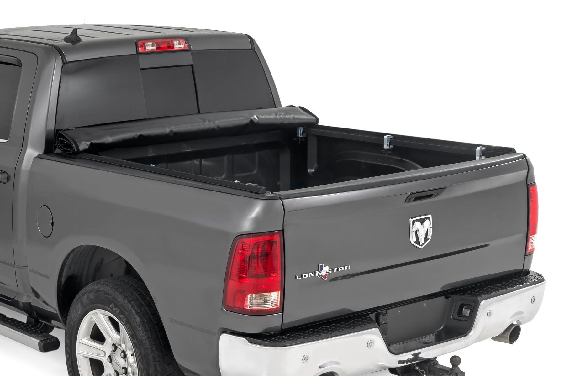 Soft Roll Up Rough Country Truck Bed Tonneau Cover for Ram 1500 (2010-2018)/2500 (2010-2025) - Fits 5'7 (67") Bed, Weatherproof Bed Cover