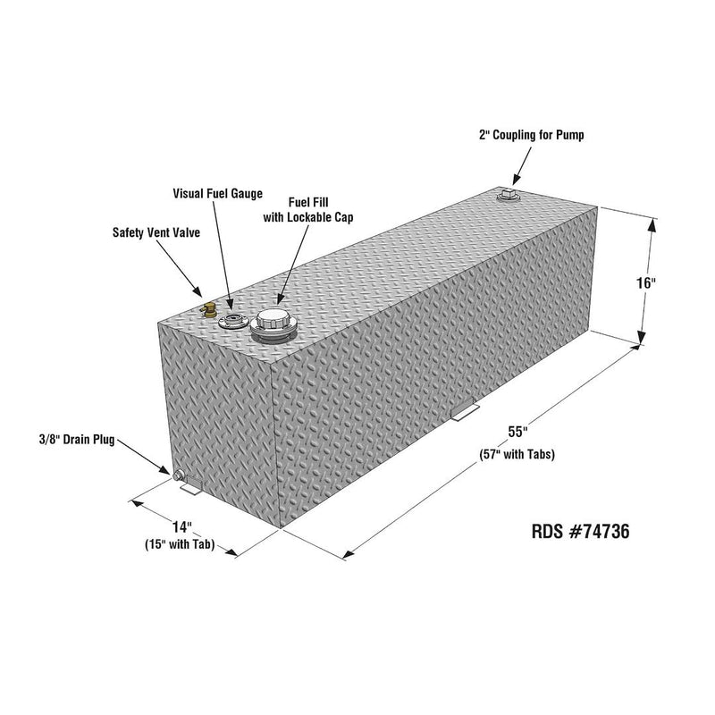 50 Gal. Rectangular Transfer Tank RDS Mfg 74736