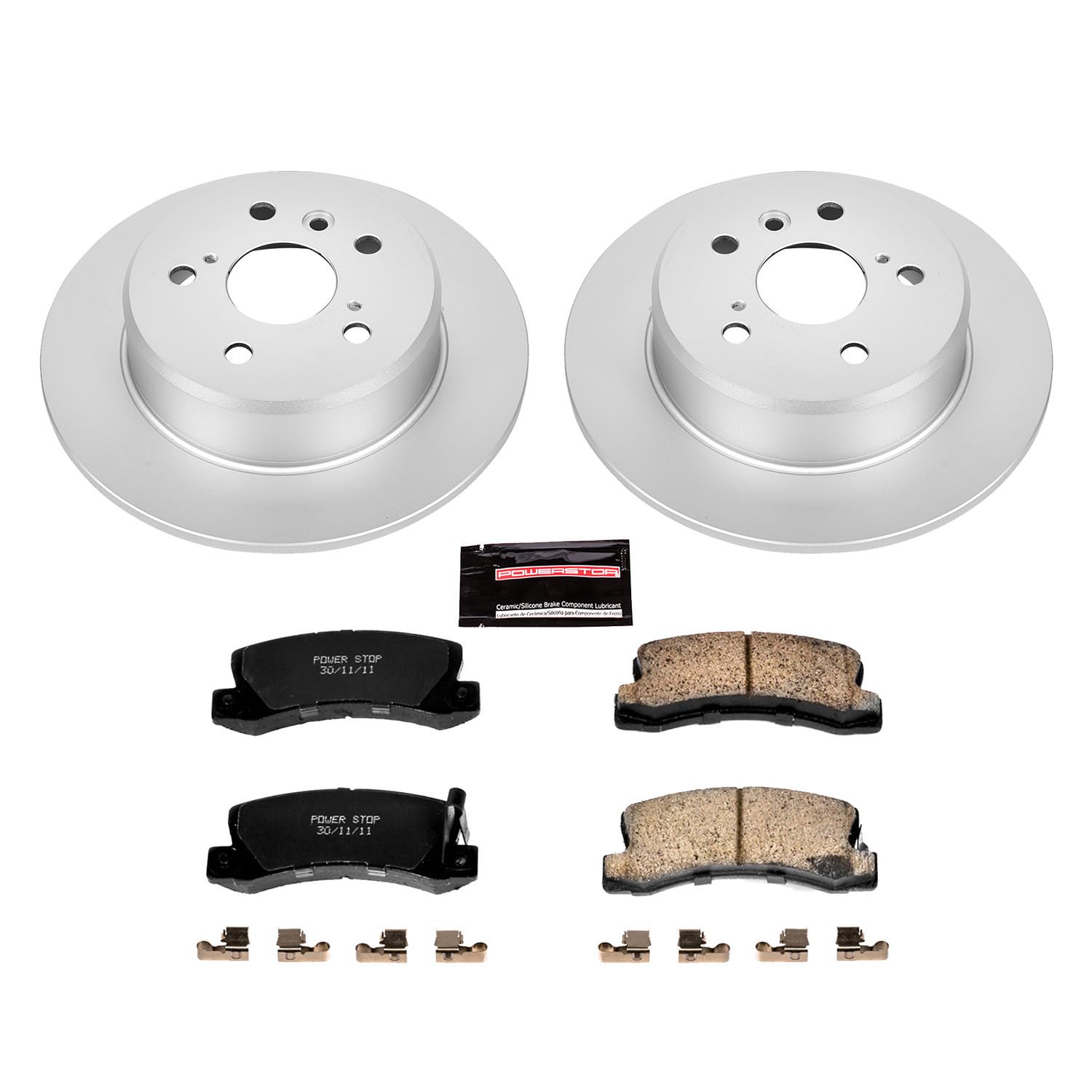 Power Stop Coated Brake Rotor & CRK2564 Ceramic Brake Pads- rear For Lexus ES300 1992-1996, Lexus RX300 1999-2003, Toyota Camry 1992-1996 [Model Specific]