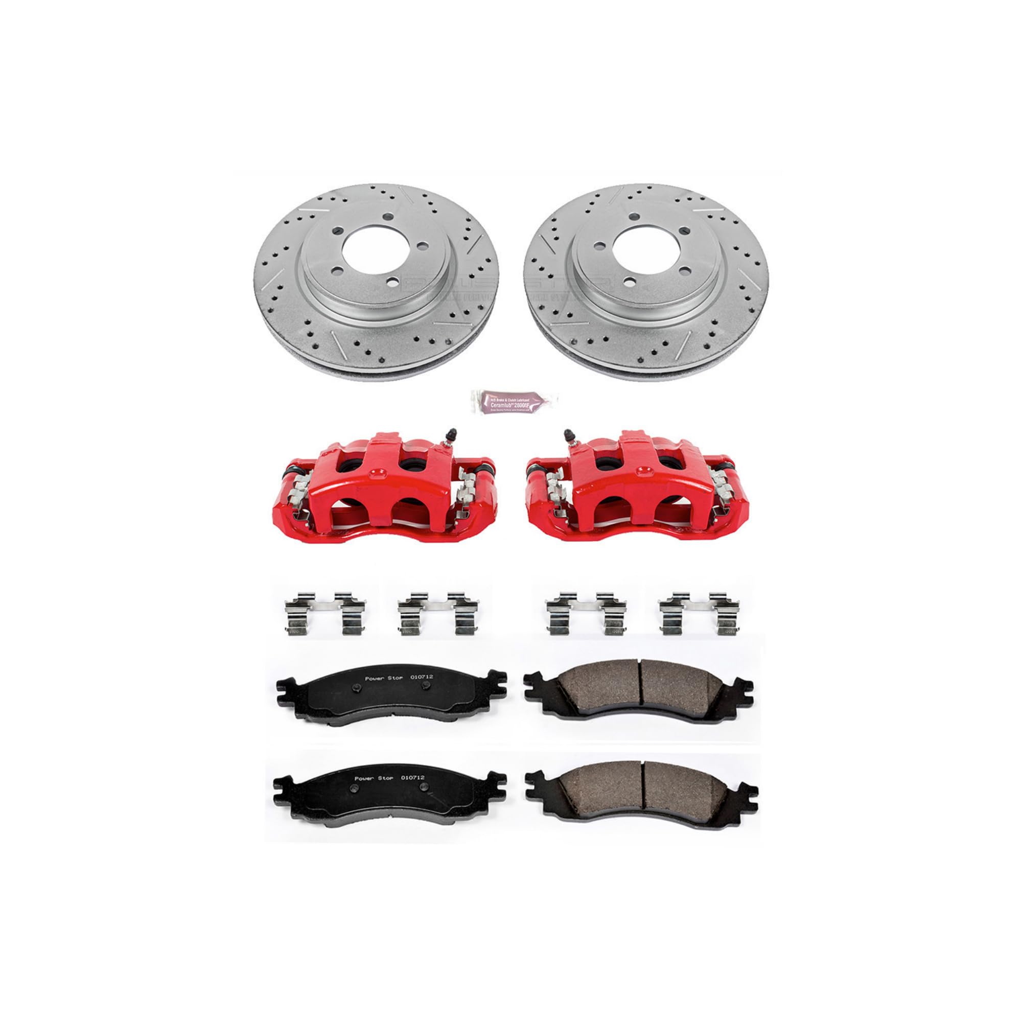 Power Stop Z23 Evolution Sport KC1441 1-Click Brake Kit with Powder Coated Calipers (Brake Pads, Drilled/Slotted Rotors) For Explorer, Explorer Sport Trac, Mercury Mountaineer [Model Specific]