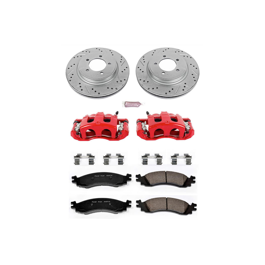 Power Stop Z23 Evolution Sport KC1441 1-Click Brake Kit with Powder Coated Calipers (Brake Pads, Drilled/Slotted Rotors) For Explorer, Explorer Sport Trac, Mercury Mountaineer [Model Specific]