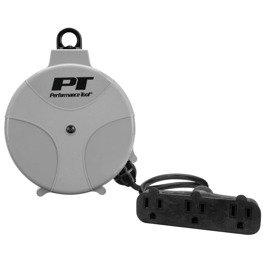20' Performance Tool W2275 18GA Retractable Cord Reel with Spring Loaded Auto-Rewind