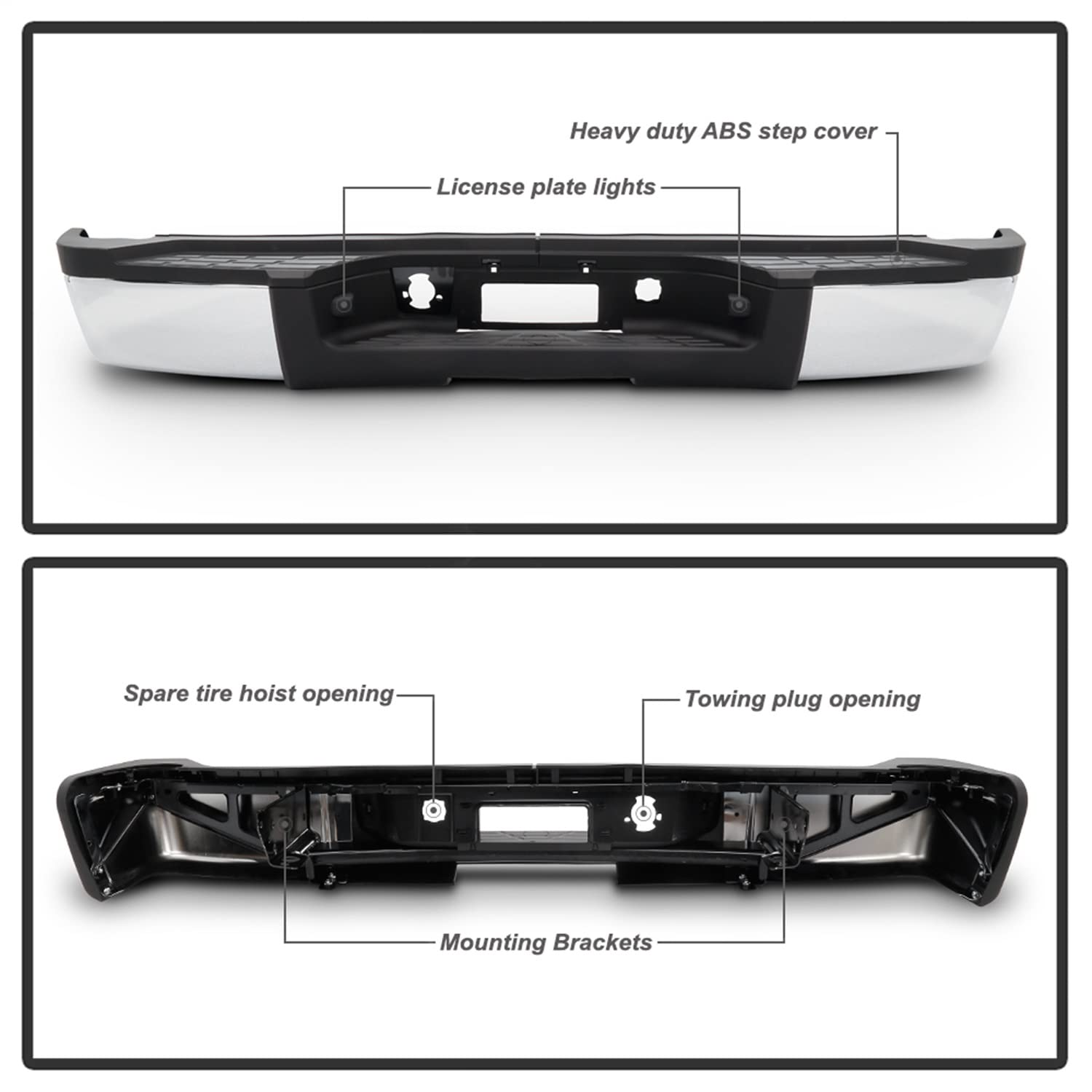 OEM Style Xtune Steel Rear Bumper (RB-CSIL072500-SET-C)