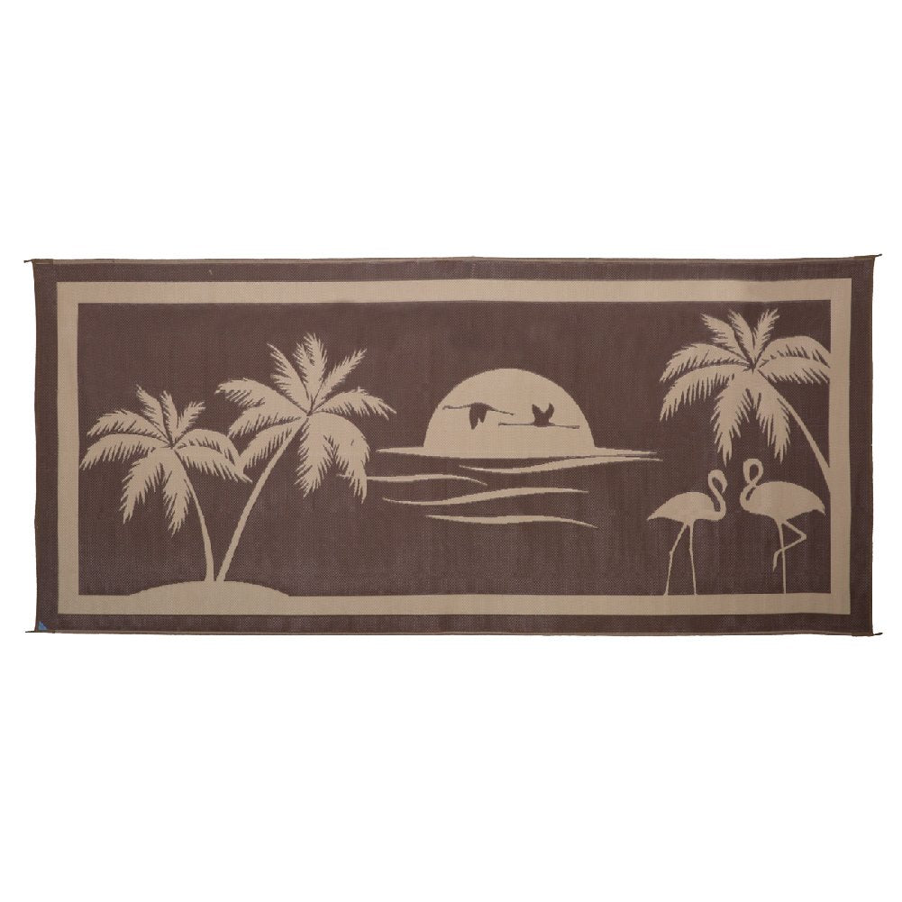 Camping Stylish TO8187 Brown/Beige 8' x 18' Tropical Oasis Mat, 1 Pack