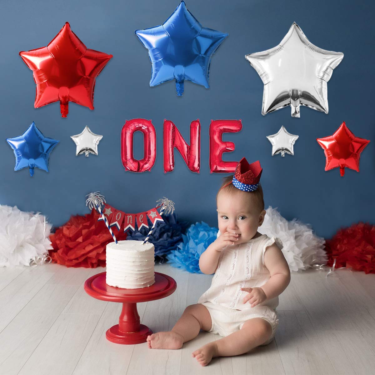 1st Birthday Decorations 4th of July Little Firecracker Balloons Banner for Independence Day Decorations