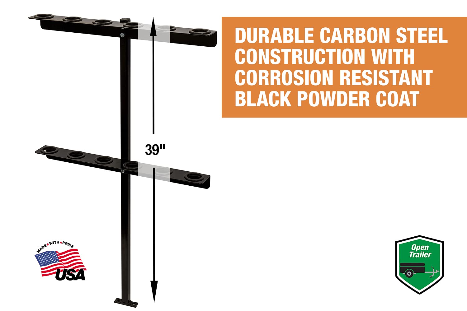 Buyers Products LT35 Hand Tool Rack Vertical for Open Landscaping Truck Trailers, 6 Tools for Shovels, Rakes, Hoes, Made In The USA, Lawn Care Equipment, Landscaping Tools