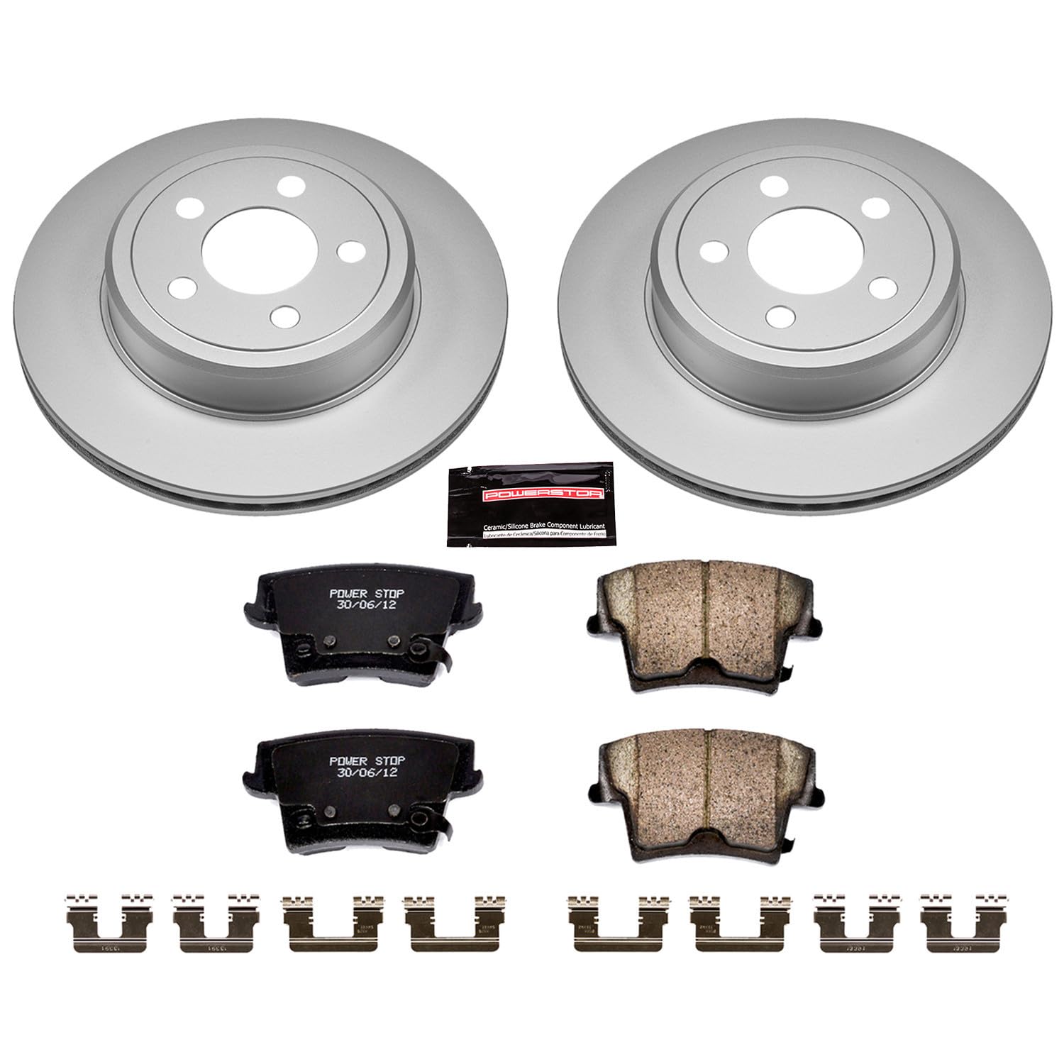 Coated Power Stop CRK1720 Brake Rotor & Ceramic Brake Pads- rear