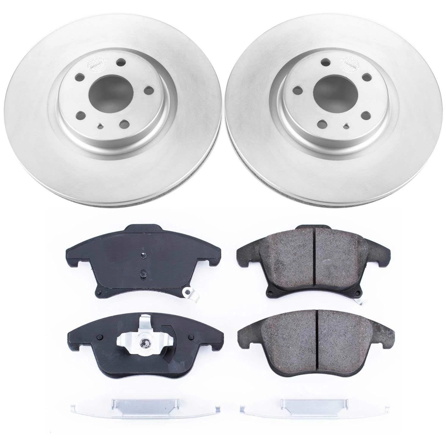 Power Stop Coated Brake Rotor and CRK6816 Ceramic Brake Pads- Front For Ford Fusion 2013-2020, Lincoln MKZ 2013-2016 [Model Specific]