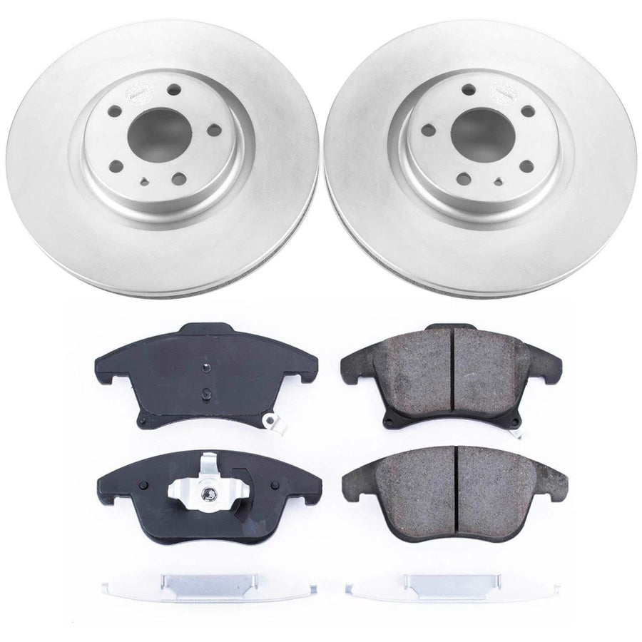 Power Stop Coated Brake Rotor and CRK6816 Ceramic Brake Pads- Front For Ford Fusion 2013-2020, Lincoln MKZ 2013-2016 [Model Specific]