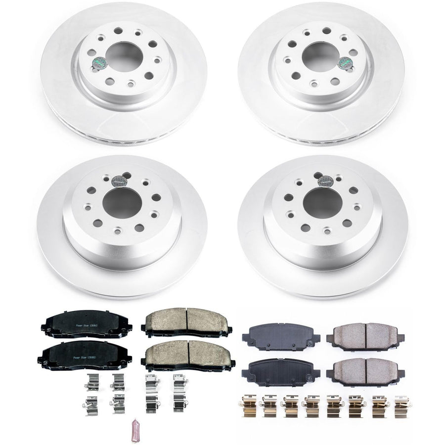 Power Stop CRK7939 Coated Brake Rotors and Z17 Front and Rear Brake Pads Kit For Jeep Wrangler 2018-2022 [Model Specific]