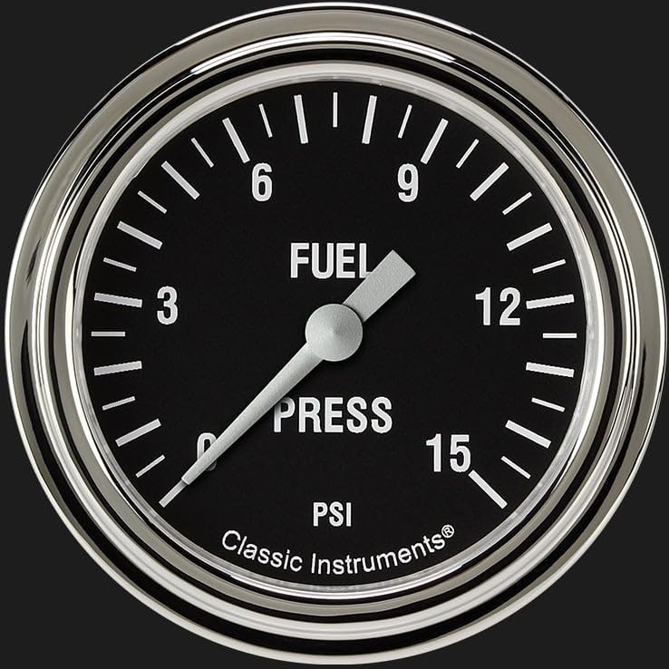 Hot Rod Classic Instruments HR345SLF 2 5/8" Fuel Pressure Gauge 15 PSI Electric