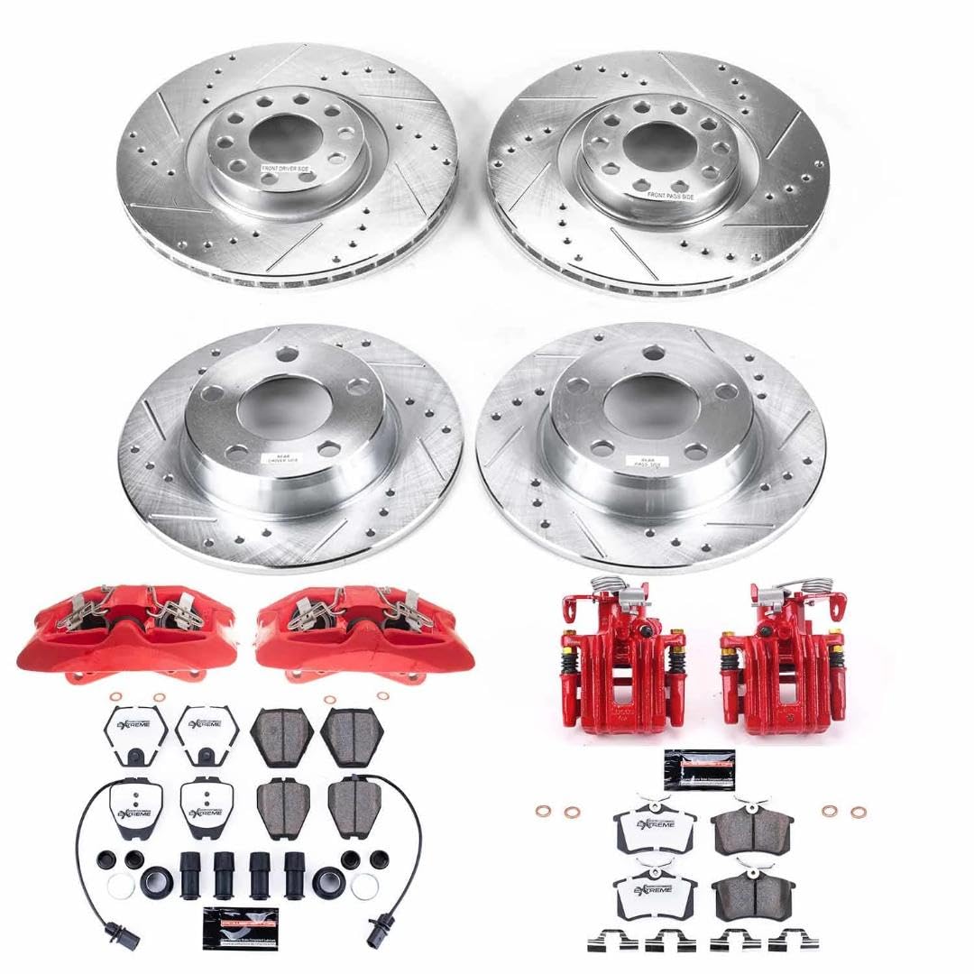 Power Stop Z26 KC950-26 Front and Rear Caliper Kit-Rotors, Carbon Ceramic Brake Pads, Calipers For Audi A6 Quattro 2002-2004 [Model Specific]