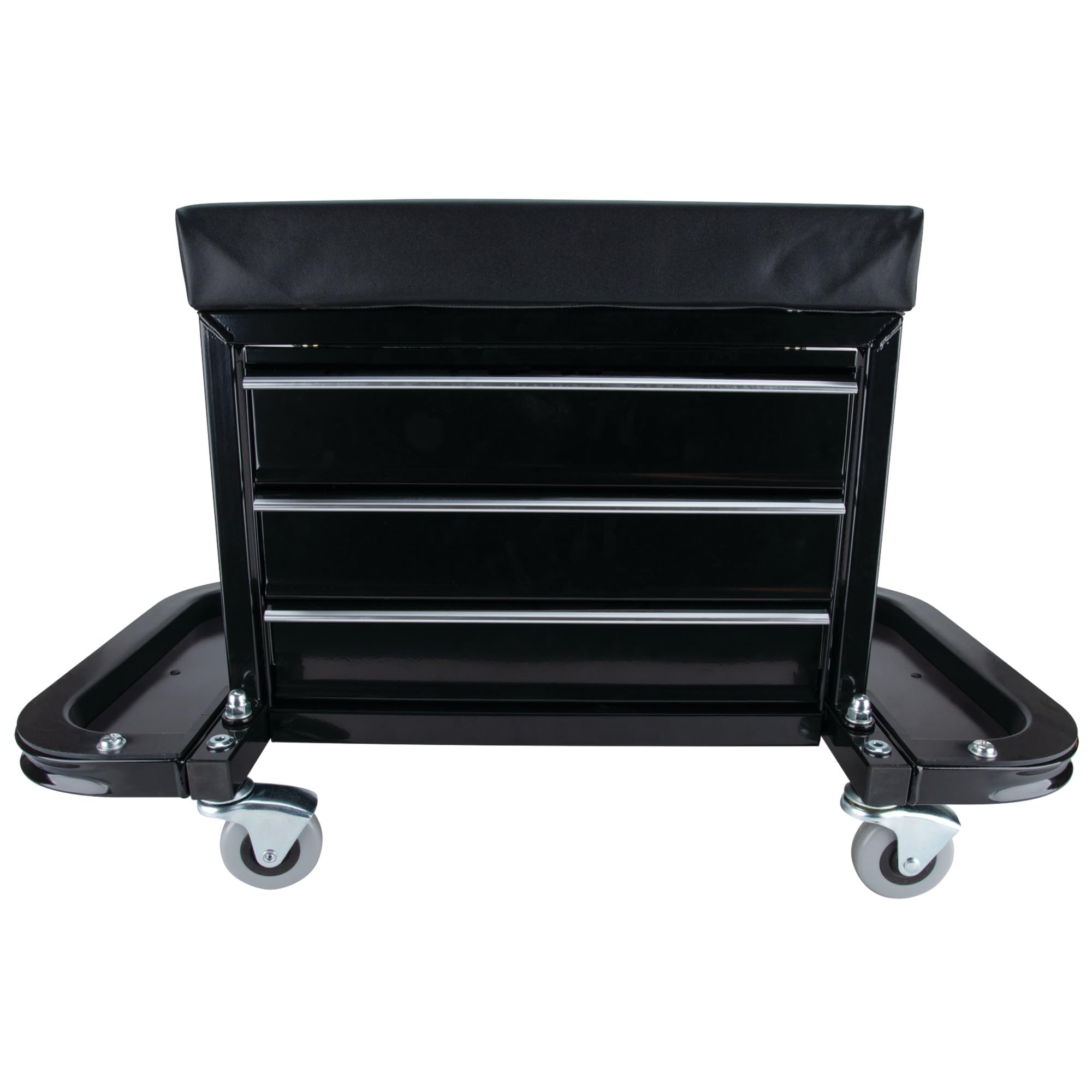 3-Drawer Performance Tool W85025 Rolling Tool Chest Seat With Magnetic Side Trays, Black
