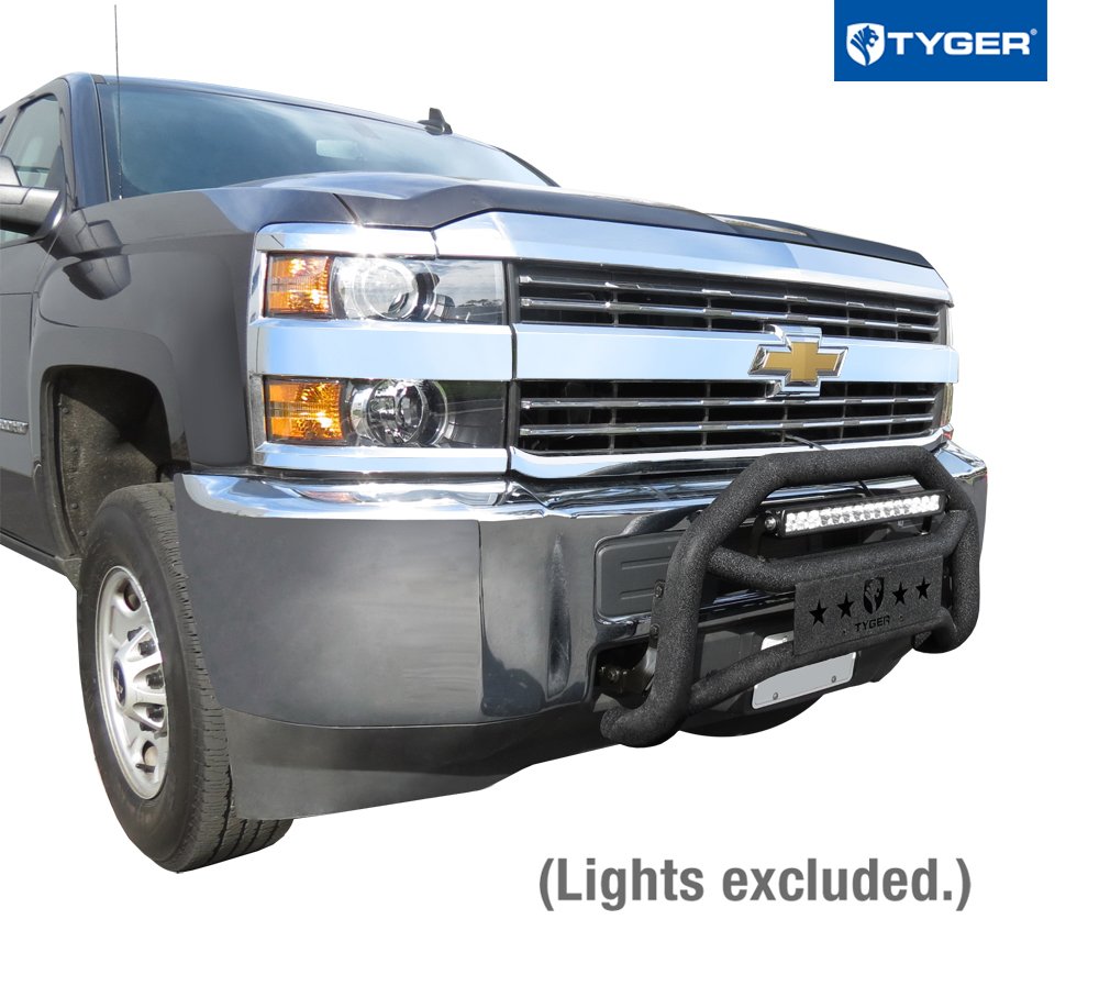 Tyger Auto TG-GD6C60118 Compatible Front Bumper Guard with 2011-2019 Chevy Silverado/GMC Sierra 2500HD / 3500HD | Textured Black | Light Mount | Bull Bar