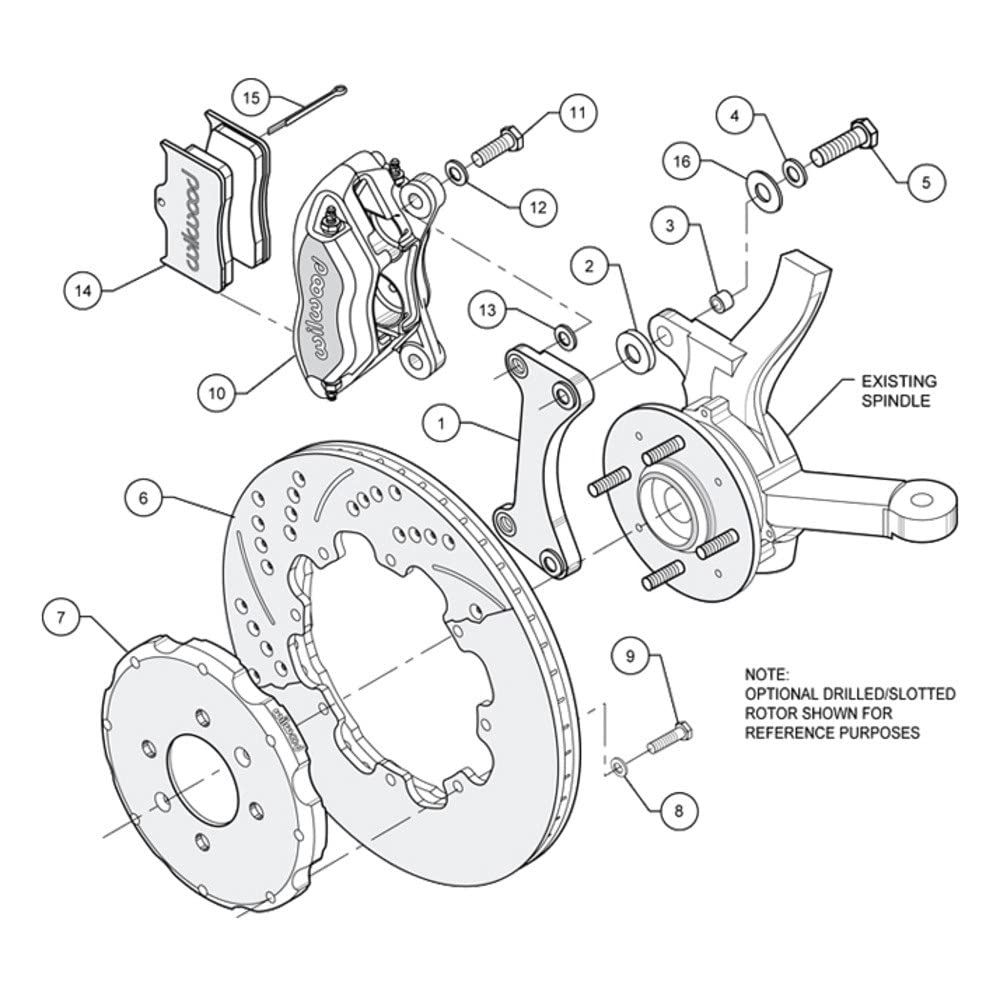 FDL Front Hat Kit, WILWOOD 140-6310-DR 12.19", Drilled, Red 90-99 Civic w/240 mm Disc