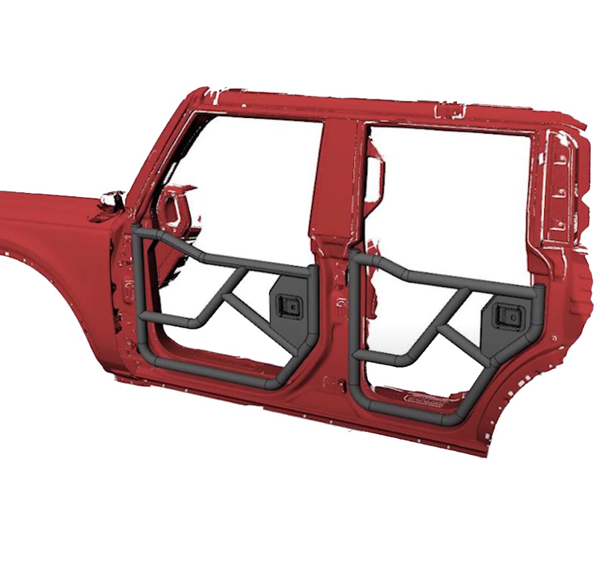 Tubular Black Horse Front & Rear Doors Metal Compatible with 2021-2024 Ford Bronco-TFRDFB21