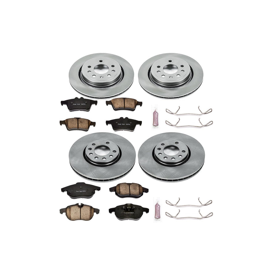 Power Stop Autospecialty KOE986 Front and Rear Replacement Brake Kit-OE Brake Rotors & Ceramic Brake Pads For Saab 9-3 2003-2011 [Model Specific]