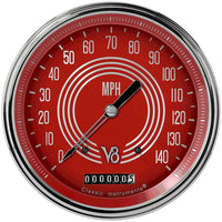 V8 Red Steelie V8RS56SLC 4 5/8" Speedometer