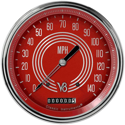 V8 Red Steelie V8RS56SLC 4 5/8" Speedometer