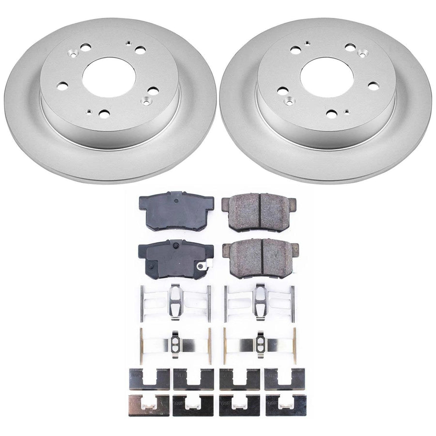 Power Stop CRK1243 Brake Rotor & Coated Ceramic Brake Pads- rear For Acura ILX 2013-2015, Honda Civic 2006-2015, Honda Prelude 1997-2001 [Model Specific]