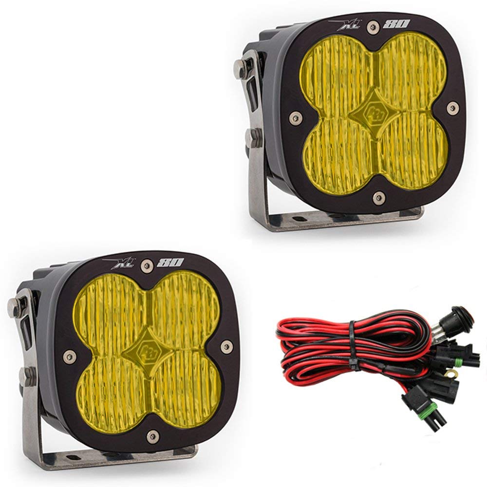 Baja Designs LED Light Pod XL80 Pair - 2 PCS with Wiring Harness (Wide Cornering; Amber)