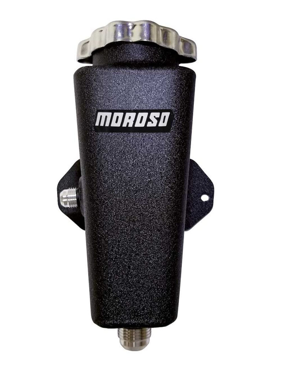Moroso Universal Power Steering Tank 63951, #6AN Ports, Black Powder Coat Finish