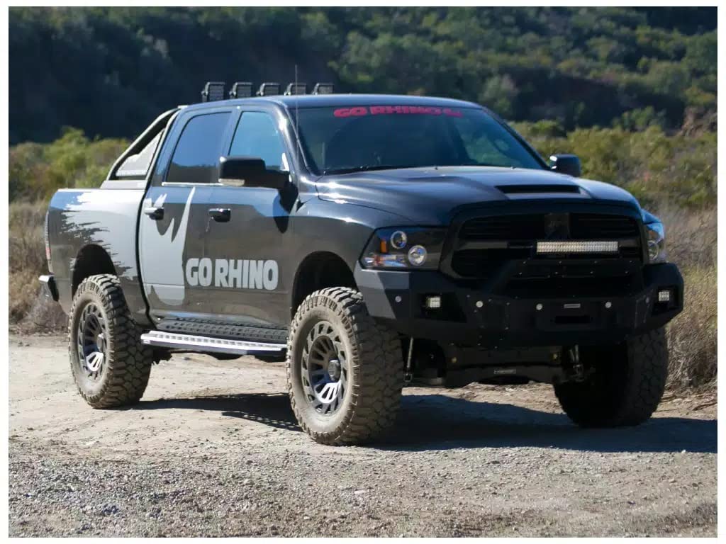 RB20 Running Boards & Brackets Go Rhino | Galvanized Steel, Textured Black | 69451687PC | Fits 2020-2024 Jeep Gladiator JT, 4-Door