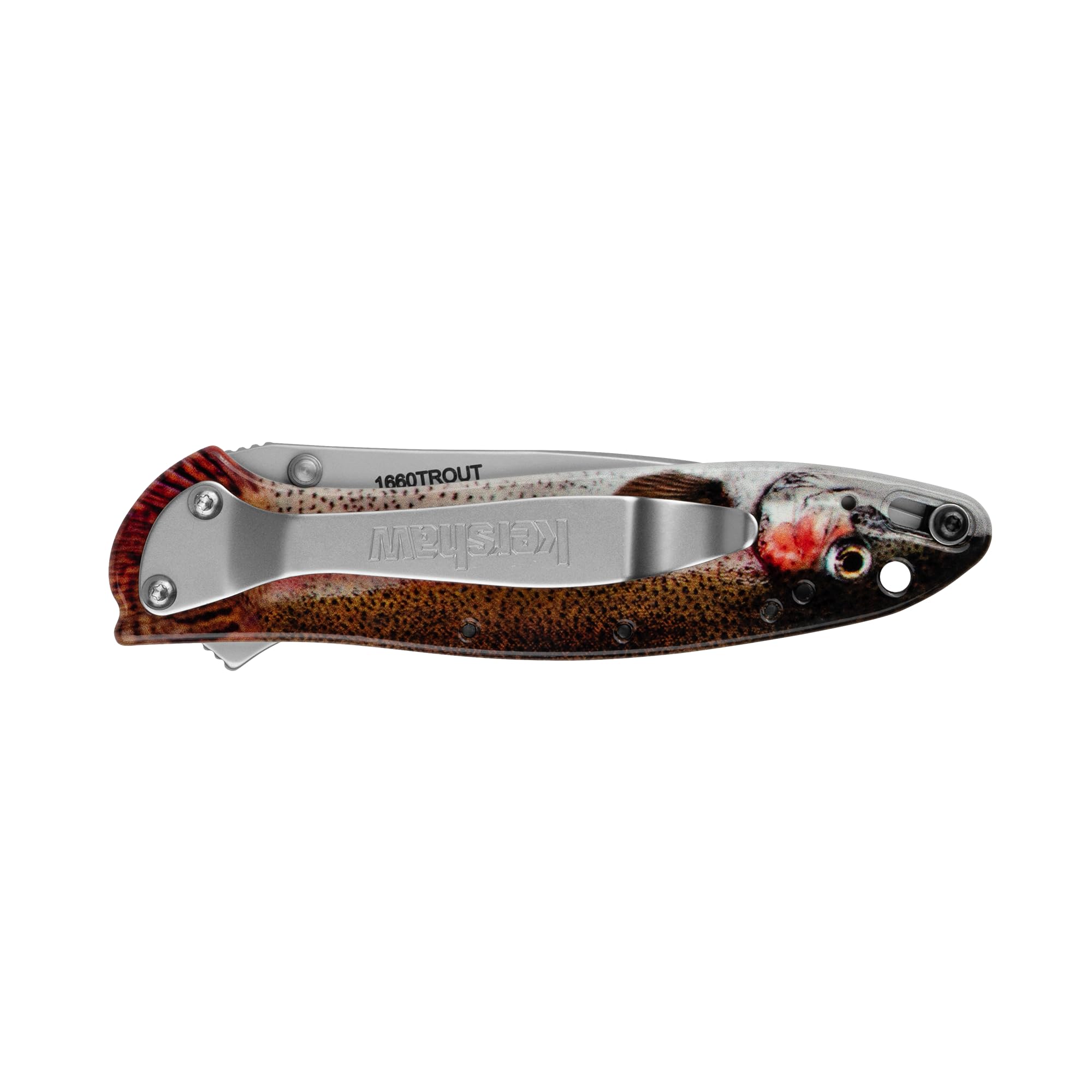 Kershaw Folding Pocket Knife Leek, 3" Sandvik 14C28N Blade, Aluminum Handle, Slim and Versatile Tool, Made in the USA (Trout)